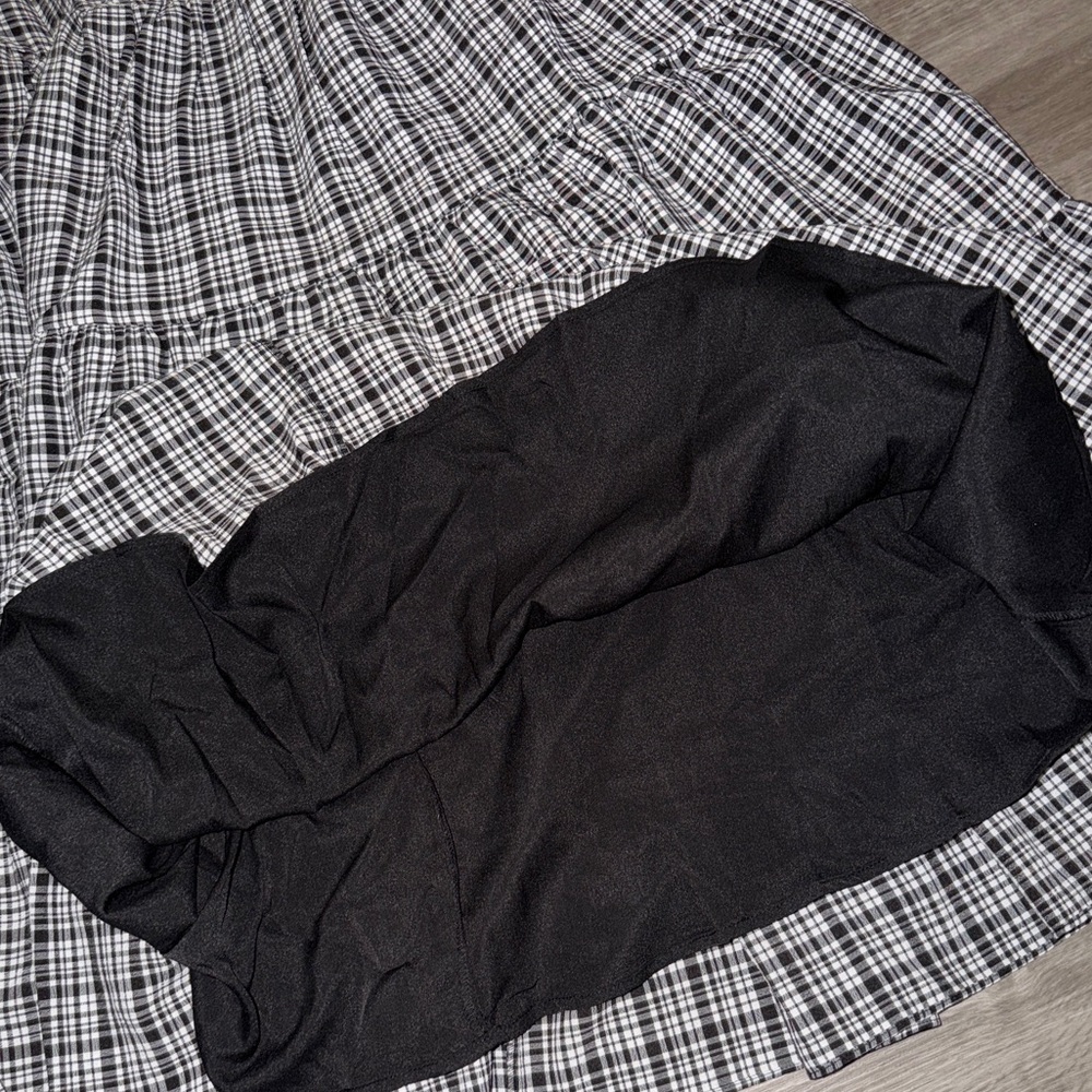 English Factory plaid A-line tiered midi dress - Picture 8 of 13